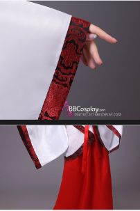 Cổ Trang Nhà Tần Áo Trắng Viền Gấm Đỏ Váy Đỏ