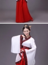 Cổ Trang Nhà Tần Áo Trắng Viền Gấm Đỏ Váy Đỏ