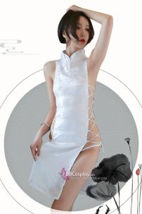 Sườn Xám Sexy Trắng Momonogi Đan Hông Gợi Cảm