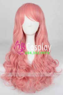 Tóc Hồng Dài Xoăn 60Cm - Lưới Bi