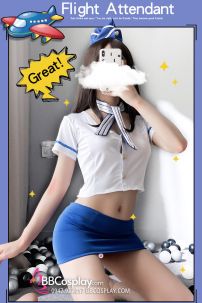 Trang Phục Tiếp Viên Sexy Áo Trắng Váy Xanh