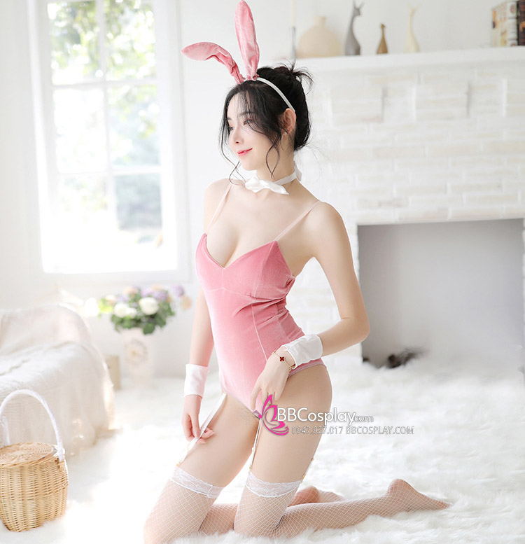 Thỏ Bunny Hồng Sexy Vải Nhung