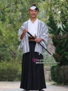 Kimono Nam Áo Trắng Sọc - Hakama Đen