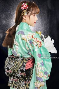 Yukata Gấm Xanh Mint Xuân 2021