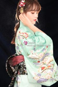Yukata Gấm Xanh Mint Xuân 2021