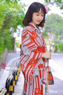 Yukata Tết - Đỏ Phối Trắng