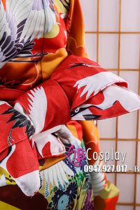 Kimono Tone Cam Hạc Bay