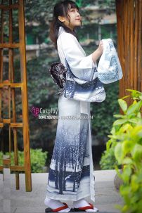 Yukata Yukiona Nền Áo Xanh Trắng