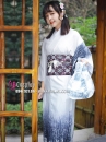 Yukata Yukiona Nền Áo Xanh Trắng