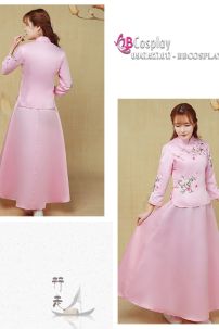 Váy Sườn Xám Cách Tân Mẫu Mới Hồng Phấn