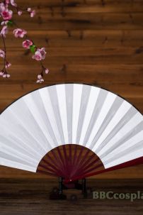 Quạt Giấy Trắng Trơn Cán Gỗ