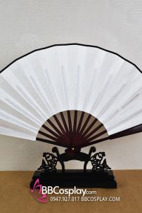Quạt Giấy Trắng Trơn Cán Gỗ