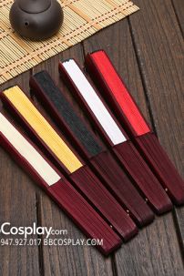 Quạt Giấy Trắng Trơn Cán Gỗ