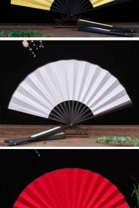 Quạt Giấy Trắng Trơn Cán Gỗ