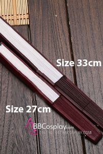 Quạt Giấy Trắng Trơn Cán Gỗ