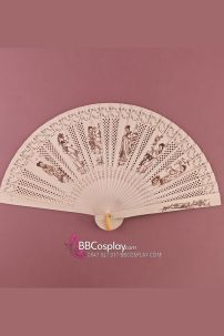 Quạt Gỗ Hoạ Tiết Nhiều Mẫu Size 23Cm