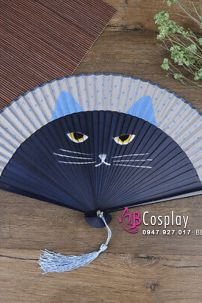 Quạt Gỗ Nhật Xanh - Mèo May Mắn