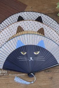 Quạt Gỗ Nhật Xanh - Mèo May Mắn