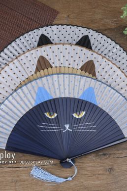 Quạt Gỗ Nhật Xanh - Mèo May Mắn