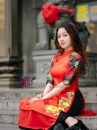 Áo Dài Gấm Đỏ Có Hoa Áo Dài Cách Tân