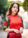 Áo Dài Gấm Đỏ Có Hoa Áo Dài Cách Tân