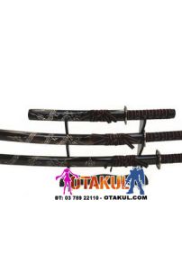 Bộ 3 Kiếm Nhật Samurai Đen Vân Đỏ Chạm Khắc Rồng Tinh Xảo