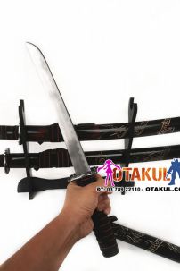 Bộ 3 Kiếm Nhật Samurai Đen Vân Đỏ Chạm Khắc Rồng Tinh Xảo