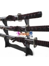 Bộ 3 Kiếm Nhật Samurai Đen Vân Đỏ Chạm Khắc Rồng Tinh Xảo