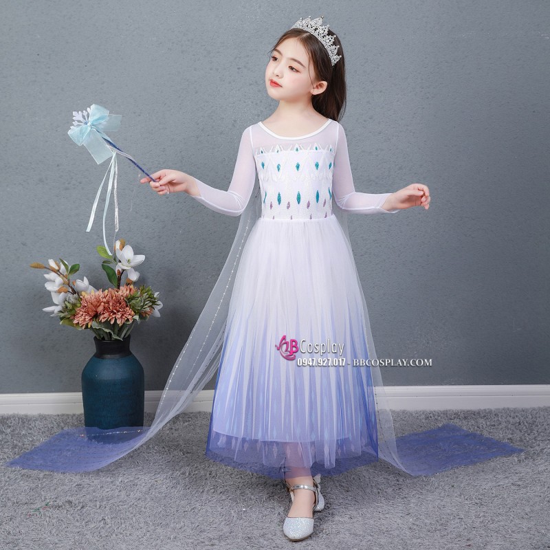 Đầm Nữ Hoàng Elsa Trẻ Em Tone Xanh