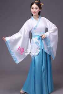 Cổ Trang Nhà Tần Áo Trắng Váy Xanh