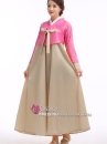 Hanbok Hàn Quốc Áo Hồng Váy Màu Vàng Đồng