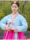 Trang Phục Hanbok HQ Đẹp Áo Xanh Váy Hồng Viền Carot Thêu Hoa