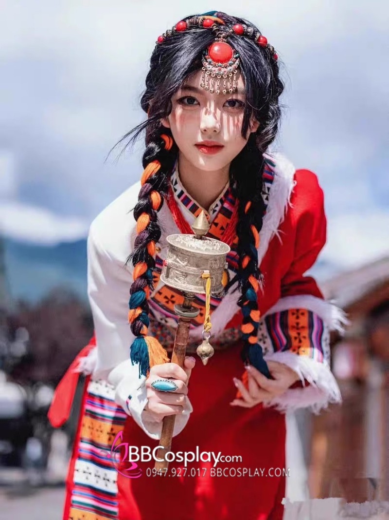 Đồ Tây Tạng Mông Cổ Đỏ Viền Lông