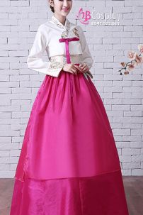 Đồ Hanbok Hàn Quốc Áo Thêu Váy 2 Tầng Hồng