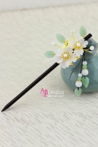 Trâm Cài Hoa Đào Trắng - Tua Rua Ngắn