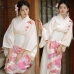 Áo Yukata Kimono Trắng Kem Tặng Kèm Thắt Lưng