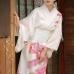 Áo Yukata Kimono Trắng Kem Tặng Kèm Thắt Lưng