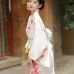 Áo Yukata Kimono Trắng Kem Tặng Kèm Thắt Lưng