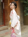 Áo Yukata Kimono Trắng Kem Tặng Kèm Thắt Lưng
