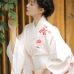Áo Yukata Kimono Trắng Kem Tặng Kèm Thắt Lưng