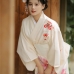 Áo Yukata Kimono Trắng Kem Tặng Kèm Thắt Lưng