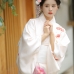 Áo Yukata Kimono Trắng Kem Tặng Kèm Thắt Lưng