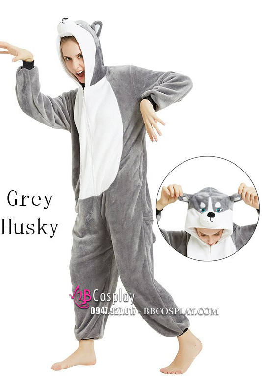 Đồ Hóa Trang Chó Sói Grey Husky Cho Người Lớn Và Trẻ Em