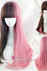 Tóc Giả Nữ Dài Hồng Nâu Socola Dâu