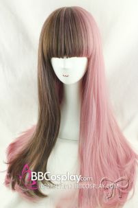 Tóc Giả Nữ Dài Hồng Nâu Socola Dâu