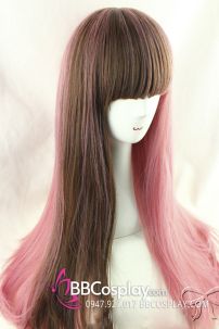 Tóc Giả Nữ Dài Hồng Nâu Socola Dâu