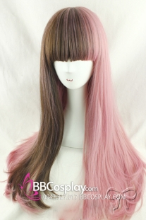 Tóc Giả Nữ Dài Hồng Nâu Socola Dâu