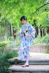 Yukata Tết - Xanh Aoi Obi Neko