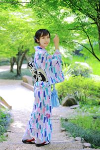 Yukata Tết - Xanh Aoi Obi Neko