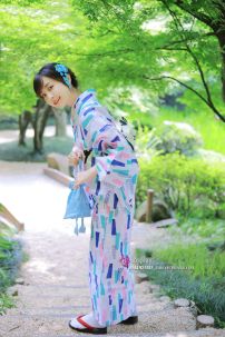 Yukata Tết - Xanh Aoi Obi Neko